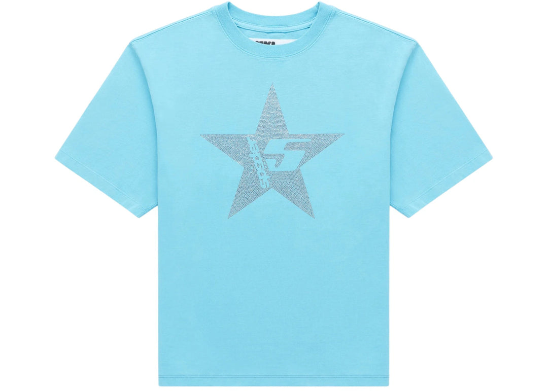 Sp5der Big 5 Star Rhinestone Tee Light Blue
