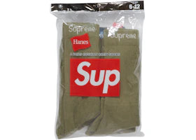 Supreme Hanes Crew Socks (4 Pack) Olive