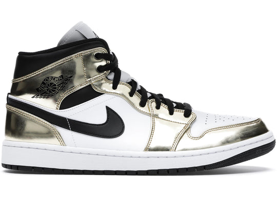 Jordan 1 Mid Metallic Gold Black White USED